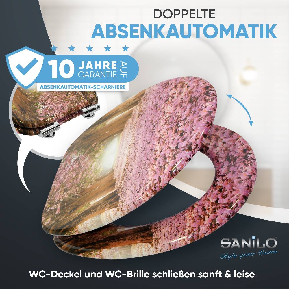 Sanilo WC-Sitz mit Absenkautomatik Romantik - Premium Toilettendeckel direkt vom Hersteller Wochenangebot