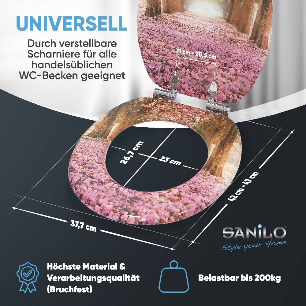 Sanilo WC-Sitz mit Absenkautomatik Romantik - Premium Toilettendeckel direkt vom Hersteller Wochenangebot