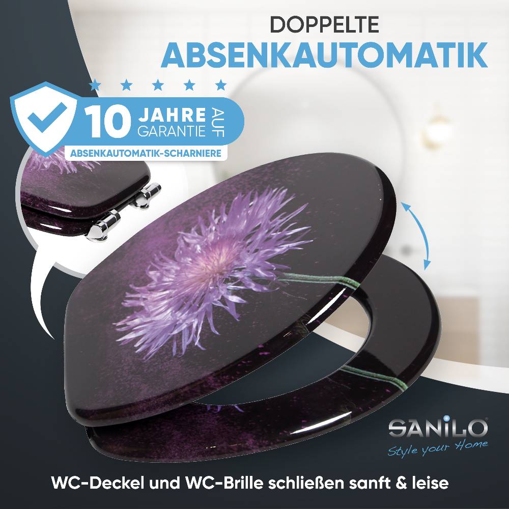 Sanilo WC-Sitz mit Absenkautomatik Purple Dust - Premium Toilettendeckel direkt vom Hersteller Kostenlose Rückgabe