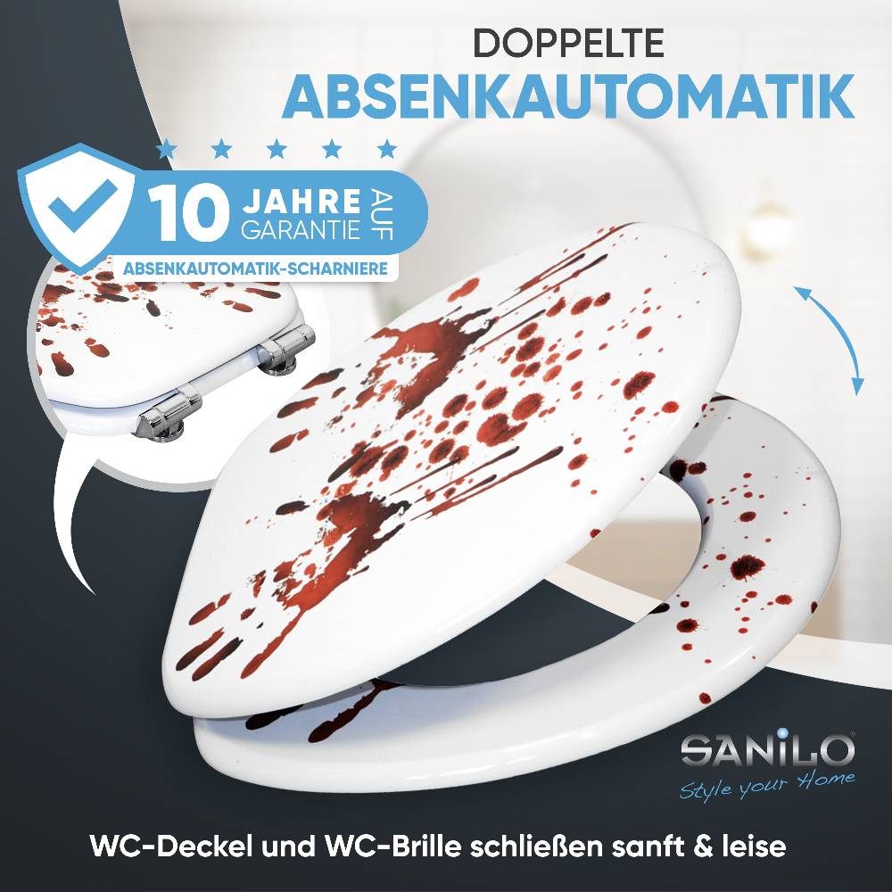 Sanilo WC-Sitz mit Absenkautomatik Blood Hands - Premium Toilettendeckel direkt vom Hersteller Online