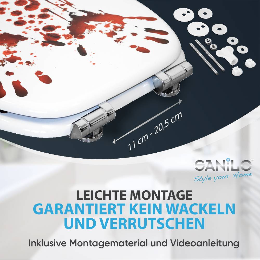Sanilo WC-Sitz mit Absenkautomatik Blood Hands - Premium Toilettendeckel direkt vom Hersteller Online