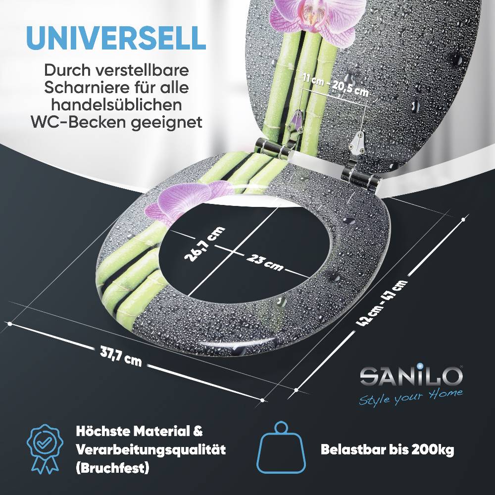 Sanilo WC-Sitz mit Absenkautomatik Asia - Premium Toilettendeckel direkt vom Hersteller Große Rabatte