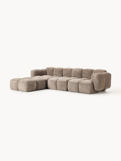 Westwing Collection Modulares Sofa Tayla (4-Sitzer) aus Teddy-Bouclé mit Hocker (links/rechts) Meist gekauft