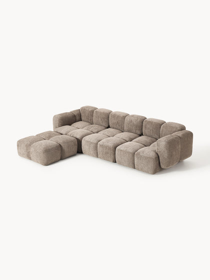 Westwing Collection Modulares Sofa Tayla (4-Sitzer) aus Teddy-Bouclé mit Hocker (links/rechts) Meist gekauft