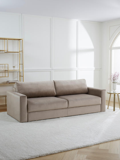Westwing Collection Samt-Schlafsofa Tasha (3-Sitzer) mit Stauraum Online Outlet