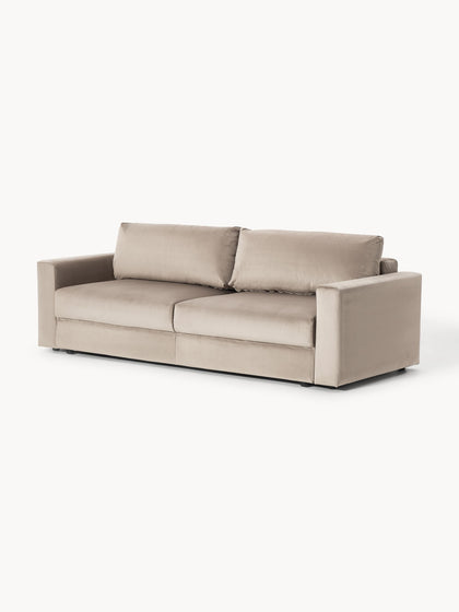 Westwing Collection Samt-Schlafsofa Tasha (3-Sitzer) mit Stauraum Online Outlet