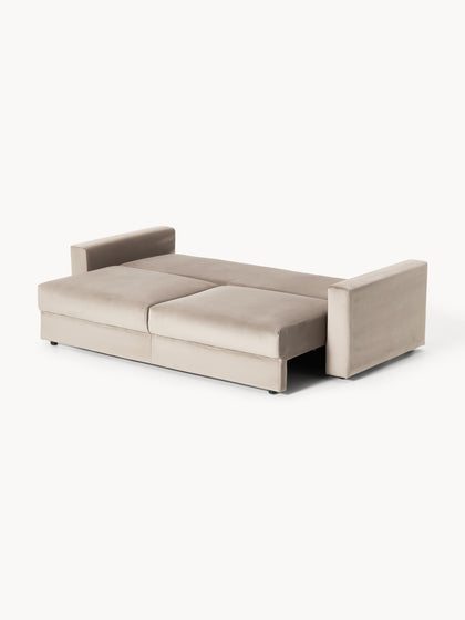 Westwing Collection Samt-Schlafsofa Tasha (3-Sitzer) mit Stauraum Online Outlet