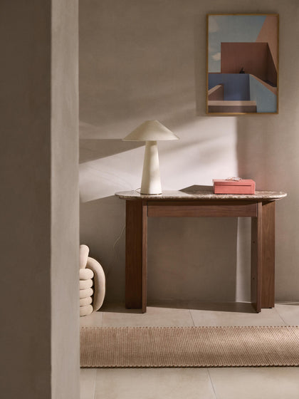 Westwing Collection Holz-Konsole Zumi mit Marmorplatte und Schublade Zeitlich begrenztes Angebot