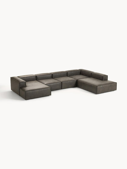Westwing Collection Modulare Wohnlandschaft Lennon aus recyceltem Leder 50% Rabatt mit kostenlosem Versand