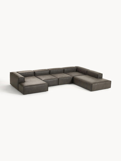 Westwing Collection Modulare Wohnlandschaft Lennon aus recyceltem Leder 50% Rabatt mit kostenlosem Versand