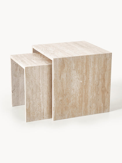 Westwing Collection Beistelltische Varu aus Travertin 2er-Set zollfrei