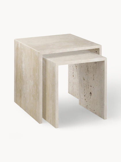 Westwing Collection Beistelltische Varu aus Travertin 2er-Set zollfrei