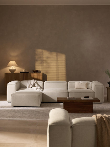 Westwing Collection Modulares Sofa Lennon (4-Sitzer) aus Leinen-Mix mit Hocker (links/rechts) Kostenloser Versand