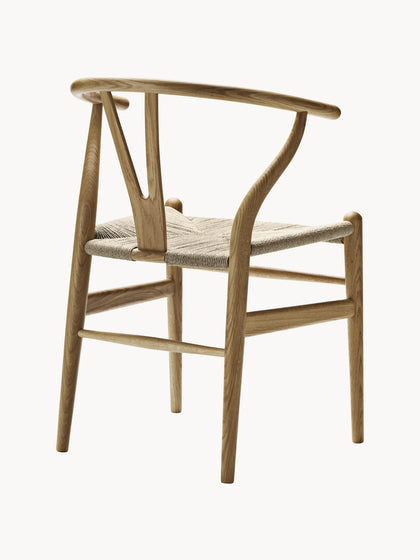 Westwing Collection Holzstuhl CH24 Wishbone Chair mit handgeflochtener Sitzfläche Vatertagsangebot