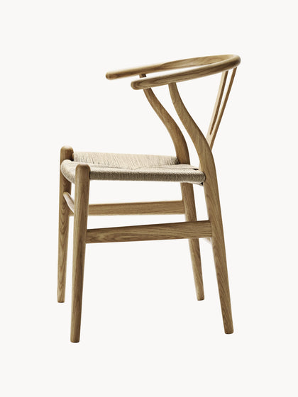 Westwing Collection Holzstuhl CH24 Wishbone Chair mit handgeflochtener Sitzfläche Vatertagsangebot