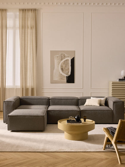 Westwing Collection Modulares Sofa Lennon (4-Sitzer) aus Bouclé mit Hocker (links/rechts) Online Outlet