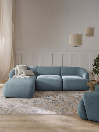 Westwing Collection Modulares Bouclé-Ecksofa Sofia (3-Sitzer) Zeitlich begrenztes Angebot