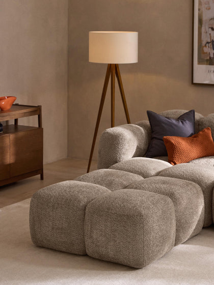 Westwing Collection Sofa-Hocker Tayla aus Teddy-Bouclé Sonderangebot der Fabrik