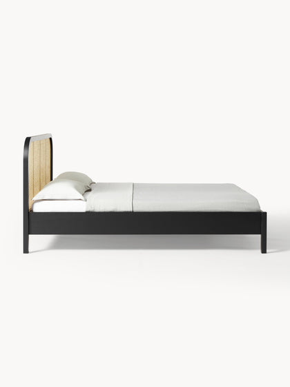Westwing Collection Holzbett Jones mit Kopfteil aus Wiener Geflecht Clearance-Verkauf