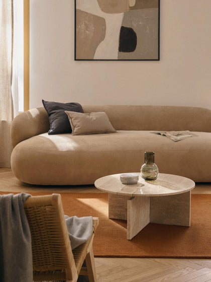Westwing Collection Runder Couchtisch Marisa aus Travertin Black Friday Preise