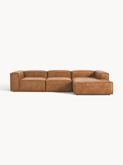 Westwing Collection Modulares Ecksofa Lennon aus recyceltem Leder 50% Rabatt für begrenzte Zeit
