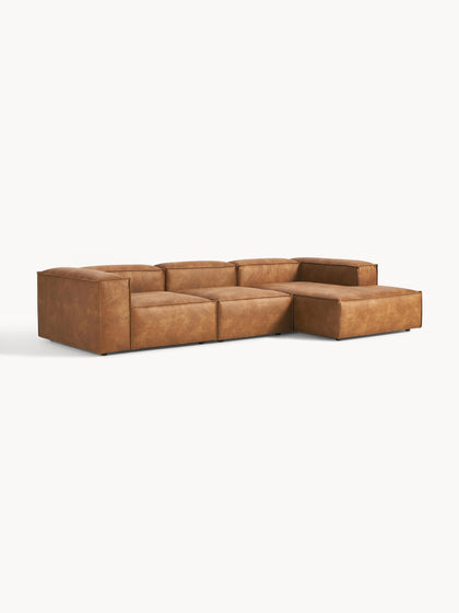 Westwing Collection Modulares Ecksofa Lennon aus recyceltem Leder 50% Rabatt für begrenzte Zeit