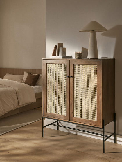 Westwing Collection Highboard Vienna mit Wiener Geflecht Zeitlich begrenztes Angebot