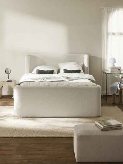 Westwing Collection Bouclé-Boxspringbett Perla mit Stauraum Räumungsverkauf