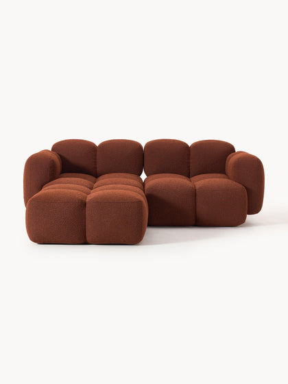 Westwing Collection Modulares Sofa Tayla (3-Sitzer) aus Bouclé mit Hocker (links/rechts) Letzter Tag