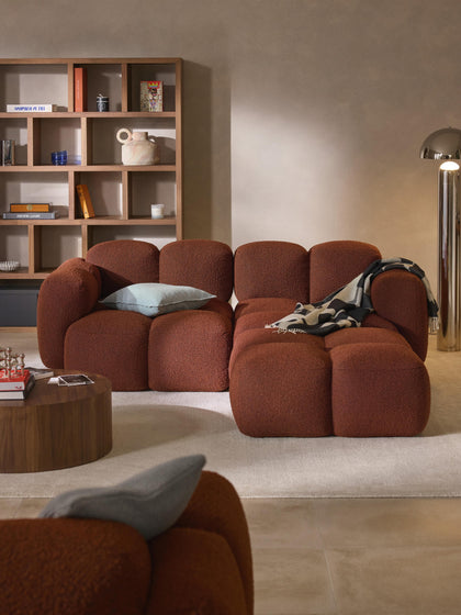 Westwing Collection Modulares Sofa Tayla (3-Sitzer) aus Bouclé mit Hocker (links/rechts) Letzter Tag