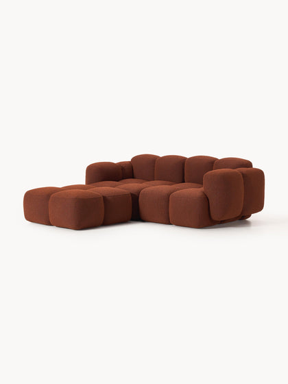 Westwing Collection Modulares Sofa Tayla (3-Sitzer) aus Bouclé mit Hocker (links/rechts) Letzter Tag