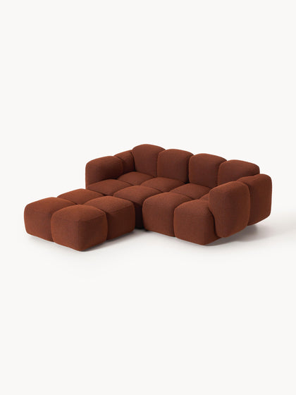 Westwing Collection Modulares Sofa Tayla (3-Sitzer) aus Bouclé mit Hocker (links/rechts) Letzter Tag