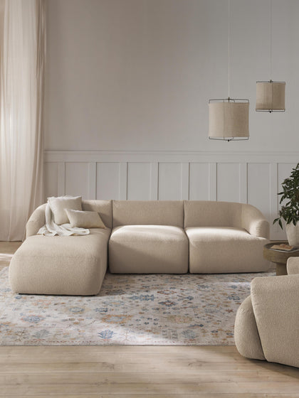 Westwing Collection Modulares Bouclé-Ecksofa Sofia (3-Sitzer) Nur noch ein Tag übrig