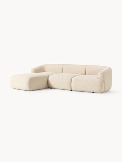 Westwing Collection Modulares Bouclé-Ecksofa Sofia (3-Sitzer) Nur noch ein Tag übrig