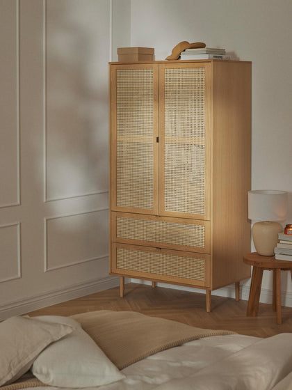 Westwing Collection Kleiner Kleiderschrank Aries mit Wiener Geflecht 2-türig Kostenloser Versand international