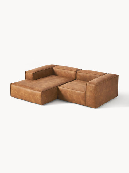 Westwing Collection Modulares Ecksofa Lennon aus recyceltem Leder Begrenzt auf 3 Tage