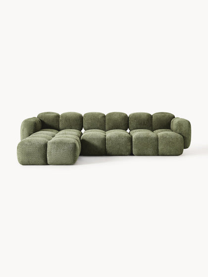 Westwing Collection Modulares Sofa Tayla (4-Sitzer) aus Teddy-Bouclé mit Hocker (links/rechts) Hotsell
