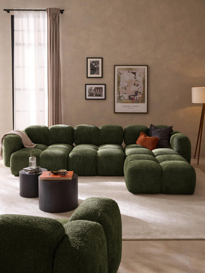 Westwing Collection Modulares Sofa Tayla (4-Sitzer) aus Teddy-Bouclé mit Hocker (links/rechts) Hotsell