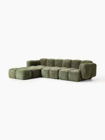 Westwing Collection Modulares Sofa Tayla (4-Sitzer) aus Teddy-Bouclé mit Hocker (links/rechts) Hotsell