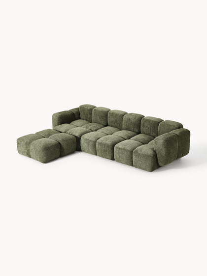 Westwing Collection Modulares Sofa Tayla (4-Sitzer) aus Teddy-Bouclé mit Hocker (links/rechts) Hotsell