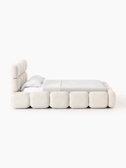 Westwing Collection Polsterbett Tayla aus Bouclé mit Stauraum Rabatt
