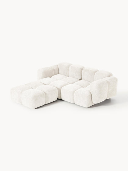 Westwing Collection Modulares Sofa Tayla (3-Sitzer) aus Teddy-Bouclé mit Hocker (links/rechts) Vatertagsangebot