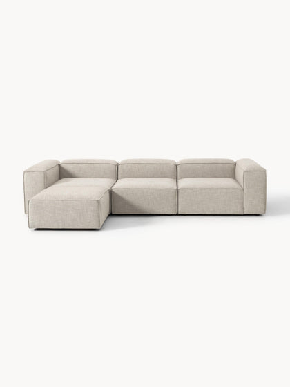 Westwing Collection Modulares Sofa Lennon (4-Sitzer) aus Leinen-Mix mit Hocker (links/rechts) Kauf eins, bekomm eins gratis