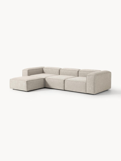 Westwing Collection Modulares Sofa Lennon (4-Sitzer) aus Leinen-Mix mit Hocker (links/rechts) Kauf eins, bekomm eins gratis