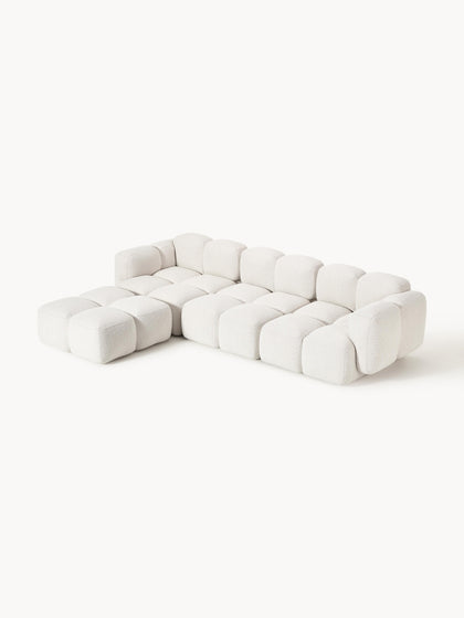 Westwing Collection Modulares Sofa Tayla (4-Sitzer) aus Bouclé mit Hocker (links/rechts) Sonderangebote