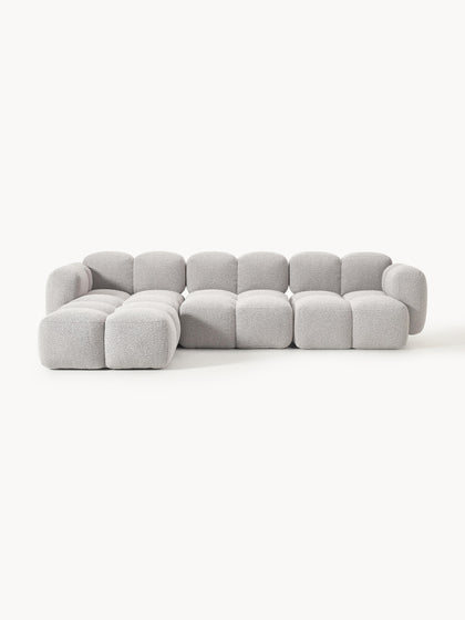 Westwing Collection Modulares Sofa Tayla (4-Sitzer) aus Bouclé mit Hocker (links/rechts) Kostenlose Rückgabe