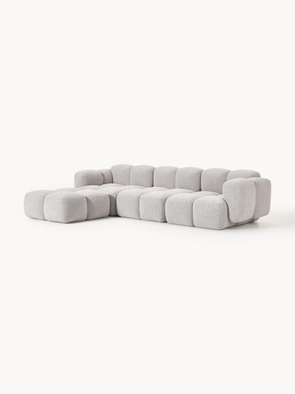 Westwing Collection Modulares Sofa Tayla (4-Sitzer) aus Bouclé mit Hocker (links/rechts) Kostenlose Rückgabe