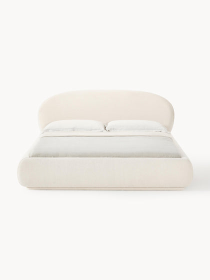 Westwing Collection Bouclé-Polsterbett Alba mit abgerundeten Ecken Zeitbegrenzte Promotion