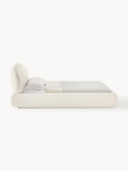 Westwing Collection Bouclé-Polsterbett Alba mit abgerundeten Ecken Zeitbegrenzte Promotion