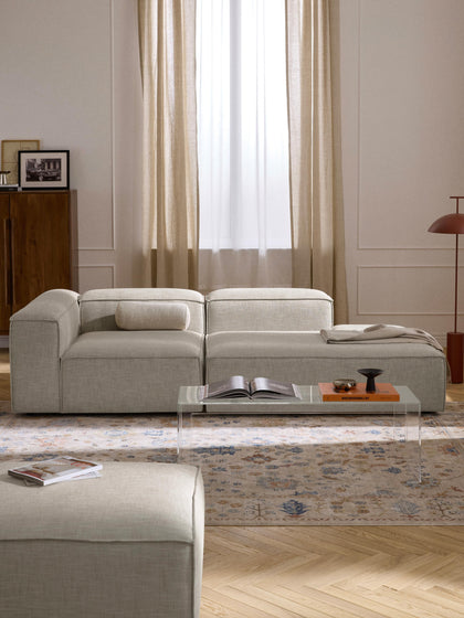 Westwing Collection Modulare Ottomane Lennon aus Leinen-Mix Limitierter Zeitrabatt